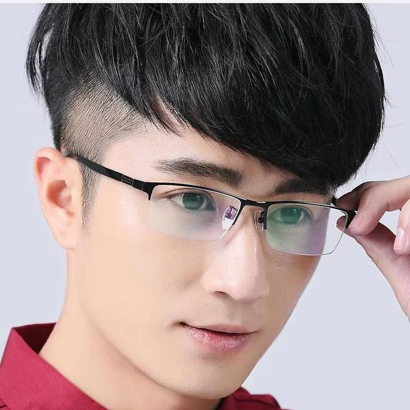 Stainless Steel Bifocal Reading Glasses for Mens Anti Blue Light Business Half Frame Presbyopia Eyeglasses +1.0 To +4.0