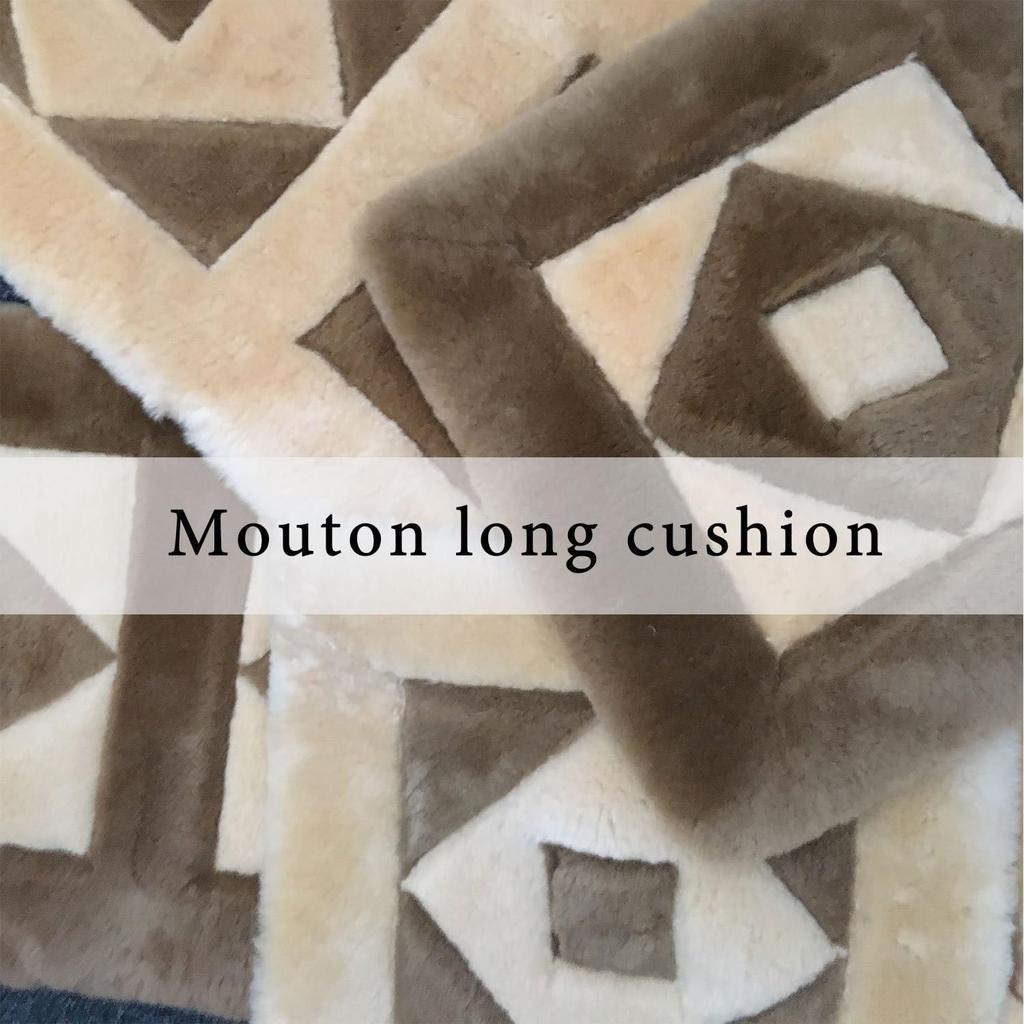 FURFURMOUTON High-Density Sheepskin Seat Cushion, European Design, High-Low Type, for Living Rooms, Chairs, and Cars (43x43cm, Beige)