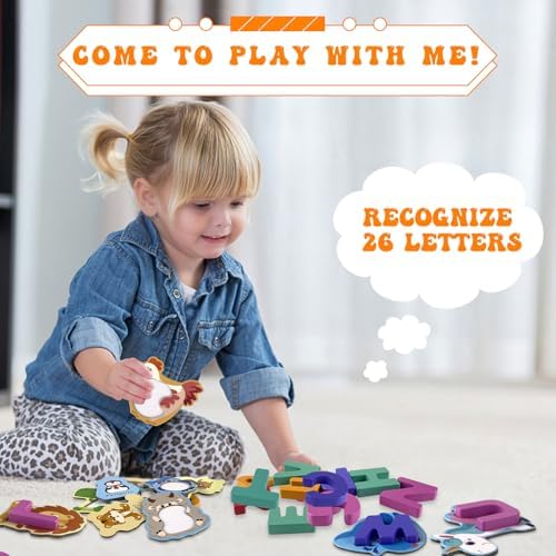 Montessori Alphabet Learning Toys for Kids Ages 3-8, Educational Puzzles for Toddlers Preschool Boys Girls, Letter Recognition Games