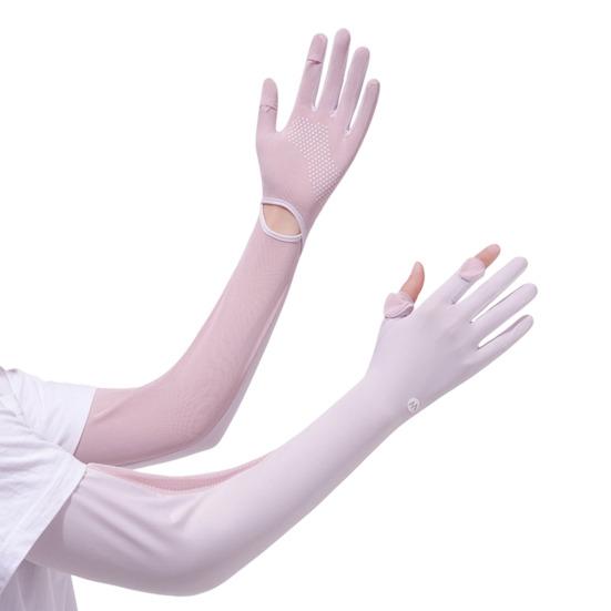 Sun Protection Long Gloves, Cooling Arm Sleeves, Anti-Slip Palm, Full Finger UV Protection Gloves for Driving Cycling Hiking Summer Outdoor Use
