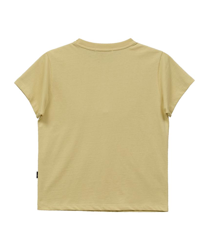 WAIKEI Yk Check Applique Short Sleeve T-Shirt Light Yellow