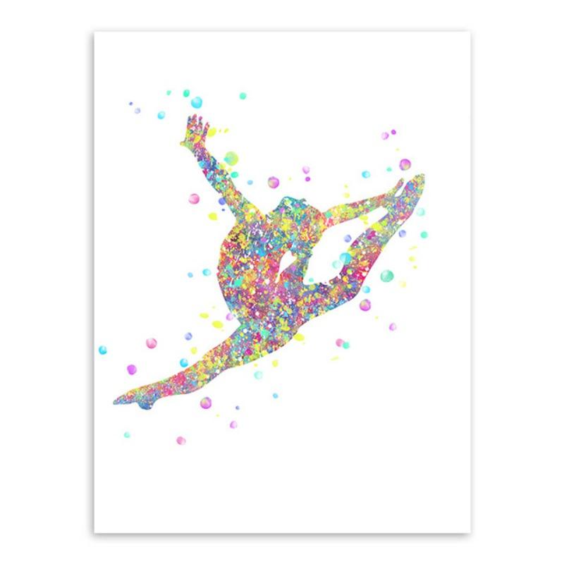 

Красочные акварельные плакаты с гимнасткой, принты, абстрактная живопись на холсте, скандинавское настенное искусство, картины для гостиной, домашний декор 21cm×30cm NoFrame