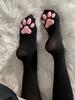 1 Paar Damen Niedliche Katzenpfotenmuster Oberschenkelhohe Socken, Weiche Hochelastische Süße Strumpfwaren für den Alltag & Valentinstagsdate |