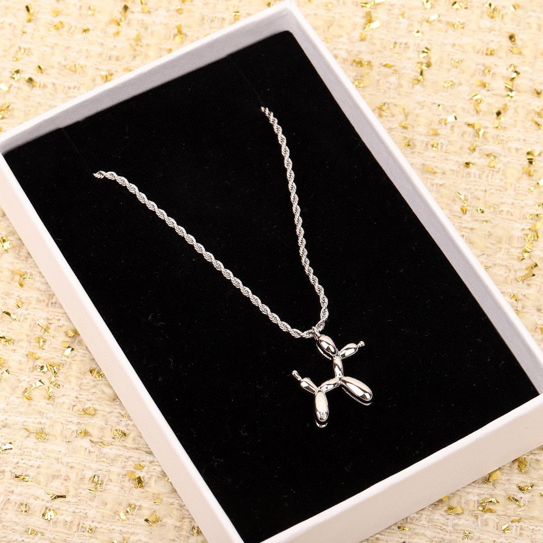 

Latest Hot Brand Classic Women s Necklace Luxury Jewelry For Women Fashion Balloon Puppy Design Pendant Party Chain Necklaces серебряный