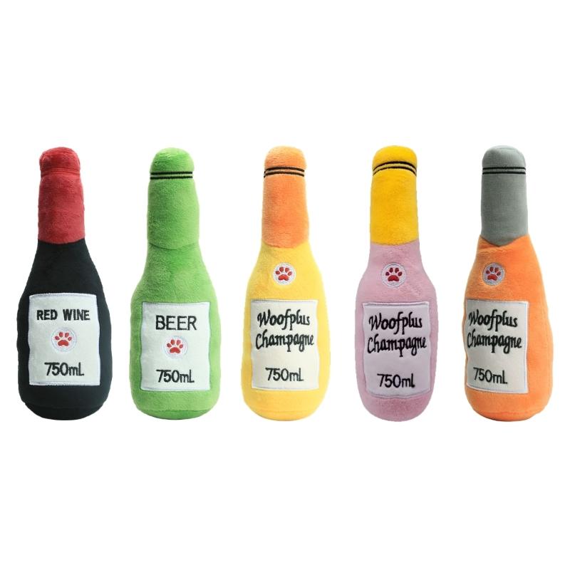 Hunde Haustierflasche Spielzeug Bissfest Plüschtier Lustig Interaktiv Elastizität Hunde Kauspielzeug für Hunde im Freien Zahnpflege Werkzeug