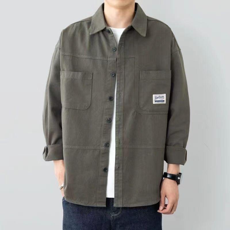 Men's Cross-Border 2025 Workwear: Loose Long-Sleeve Cardigan Shirt for Spring & Autumn
