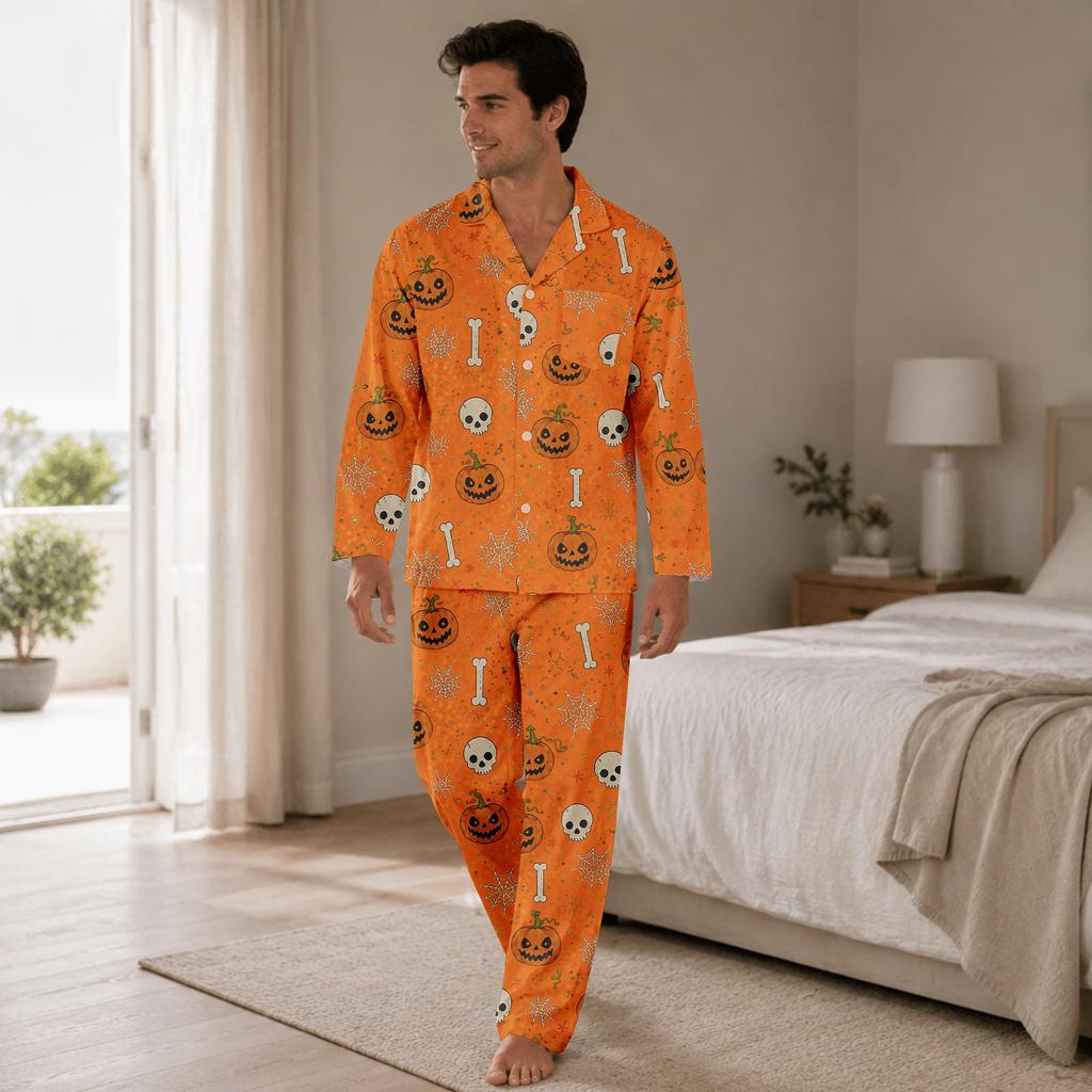 Halloween Pajama Set for Women Sleepwear Top and Pants Cozy Holiday Night