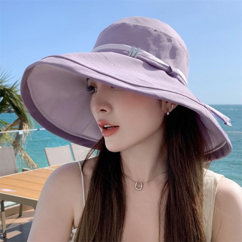 Hat Spring and Summer Women's Versatile Double-sided Bucket Hat Solid Color Big Eaves UV Protection Sun Hat Women's Summer Sun Protection