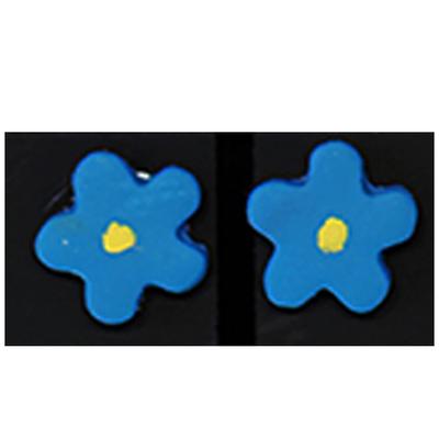 [R6390] - Handmade 'Colombine & Harlequin' Earrings Blue (flower) - 10 Mm