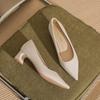 57001 [sheepskin] pointed high heels women's autumn 2025 new simple commuter thick heel shallow mouth single shoes