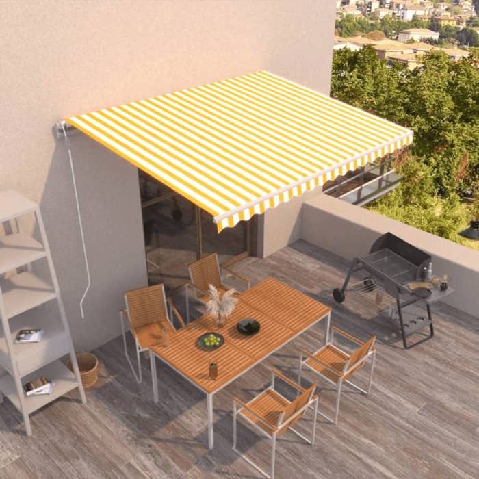 Exclusive House - Automatic Retractable Awning 400x350 Cm Yellow and White