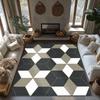 Tuniu Geometric Hexagon Grey Black Rug Non-Slip Floor Mat Living Room Bedroom Kitchen Decor