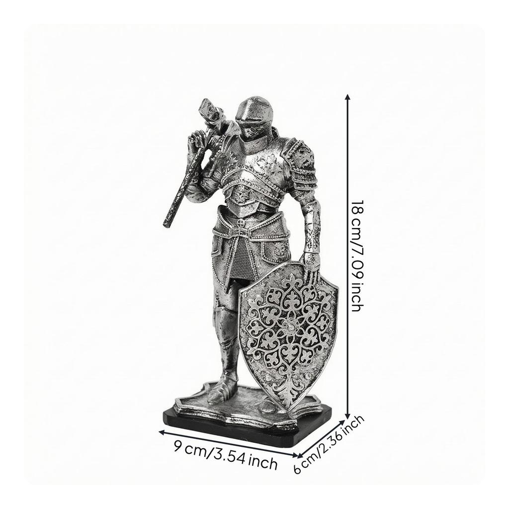 Metallic-LookLook Medieval Knight Figurine Nordic with Buckler