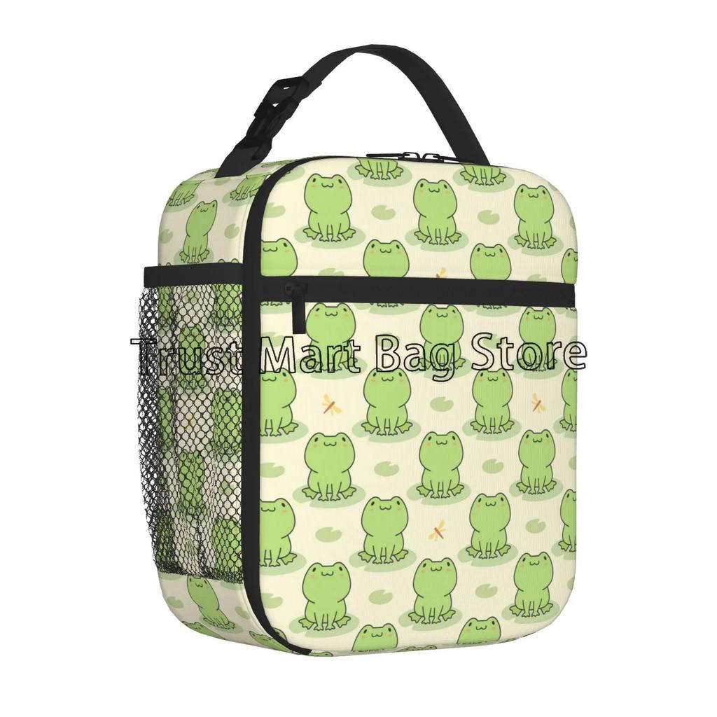 Cute Frog Lunch Bag for Women Boys Girls Portable Lunch Box Reusable Cooler Tote Bag for Office Work School Picnic Beach Travel