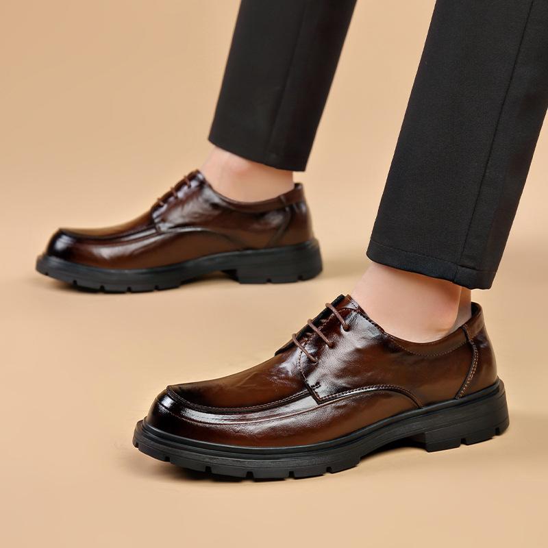 Skórzane buty jesienne skórzana sukienka biznesowy casual miękka podeszwa podwyższające derby ślubne nowe buty ślubne