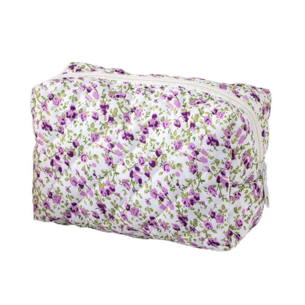 

Trendy Floral Print Makeup Bag Multi-functional Portable Cosmetic Bag Large Capacity Storage Bag Women фиолетовый