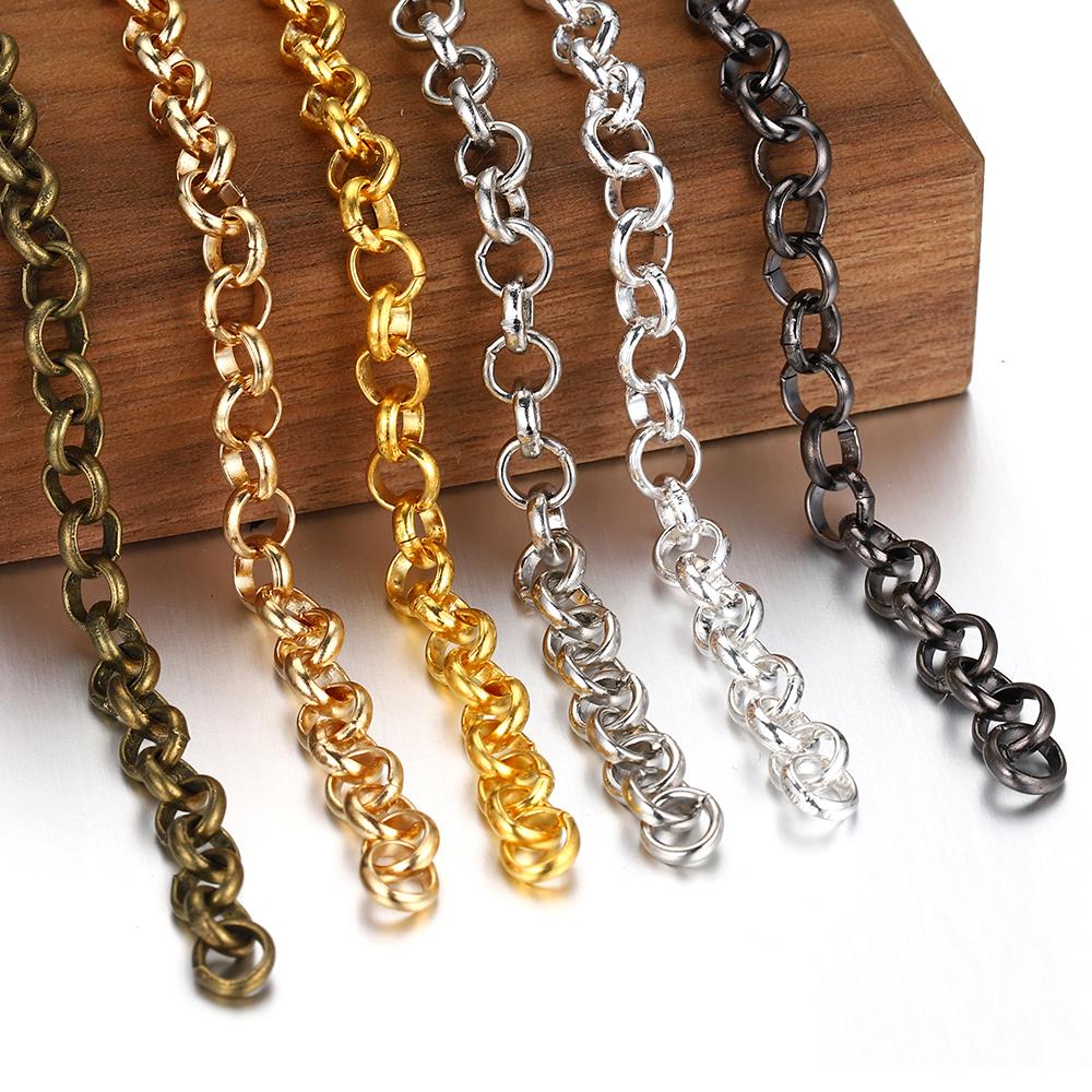 2Meters O Shape Necklace Chains Copper Bracelet Cable Link Bulk Chains DIY Handmade Jewelry Making Findings Wholesale