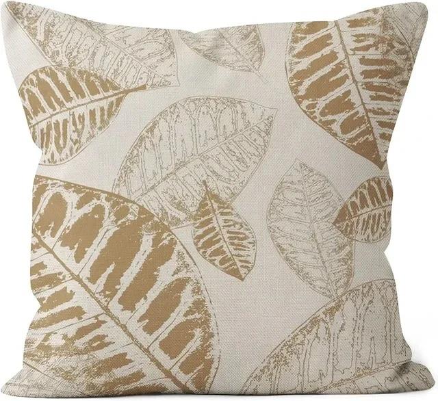 Home Decor Geometric Light Brown Leaves Cushion Cover For Car Living Room Sofa Bedroom