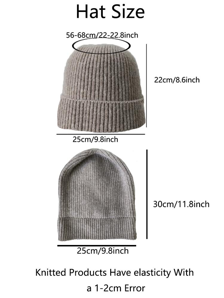 100%Merino Wool Beanies For Women&Men Winter Warm Soft Solid Knitted Thick Skullies Cap Flipped Heap Pullover Cap Ski Bonnet