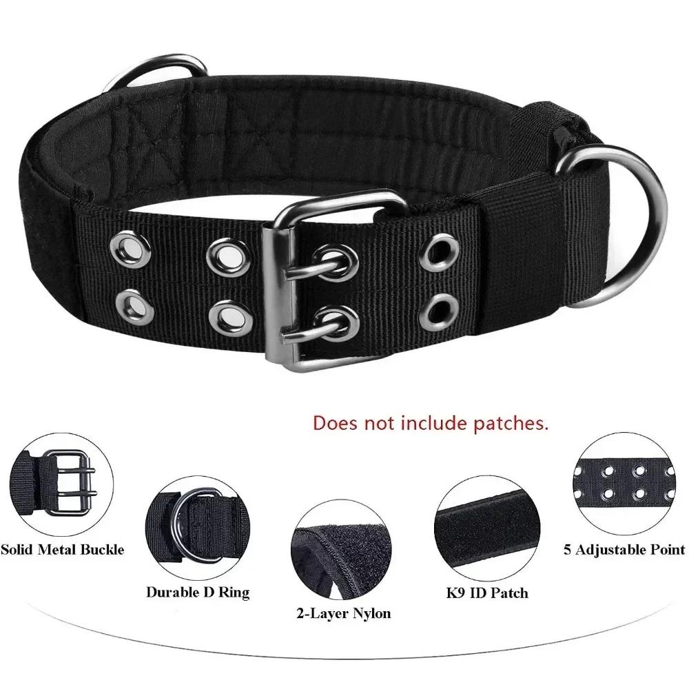 Adjustable Pet Tactical Dog Collar Durable Double Buckle German Shepherd Training Leash and Collar Large Medium Dogs Accessories
