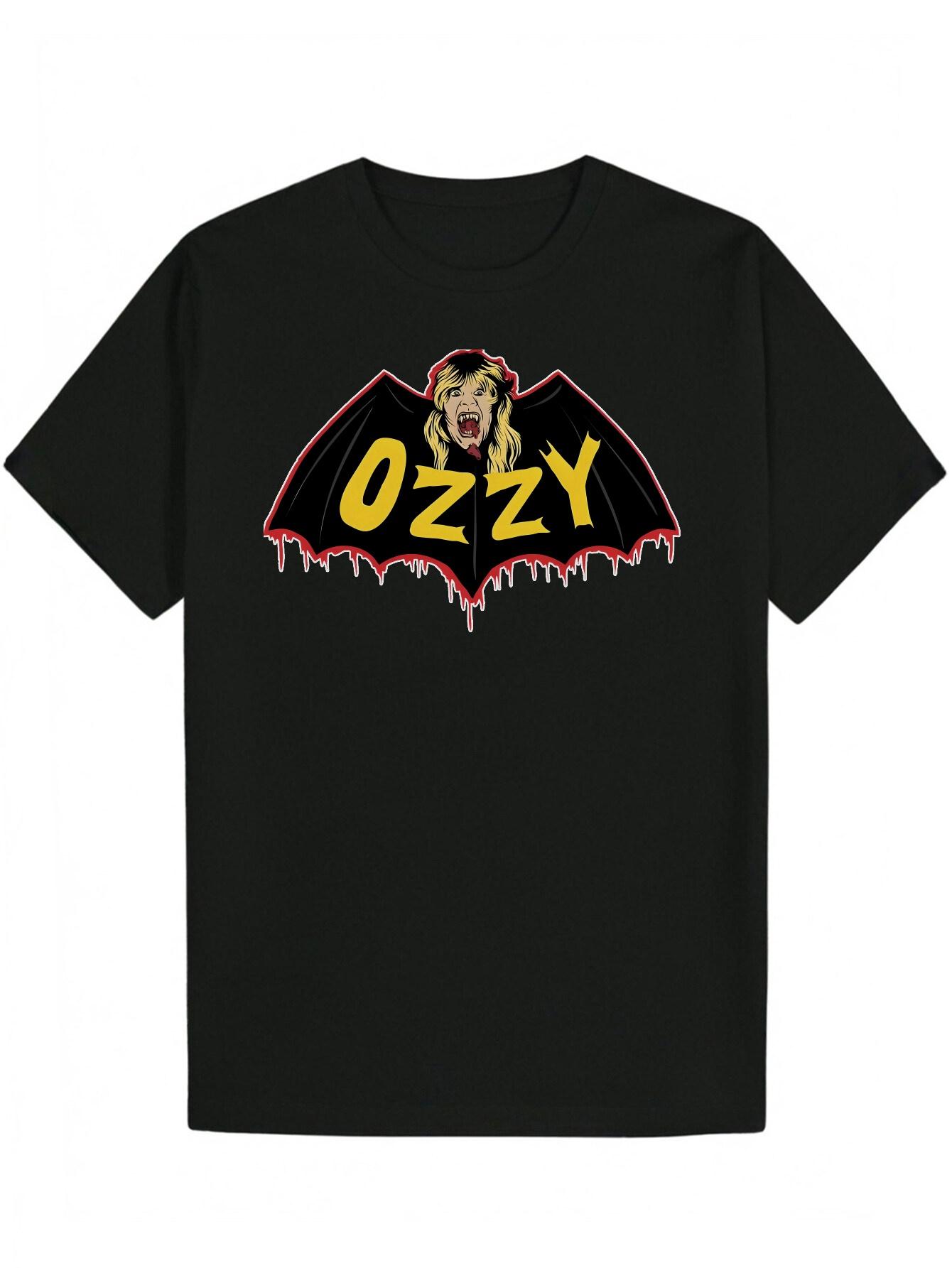 Crew Neck T-shirt - Bold  OZZY  Graphic Print with Fierce Dog Design M