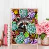 5D Diamond Painting Succulent Plants Full Square Round DIY Diamond Embroidery Cute Raccoon Animla Handmade Gift