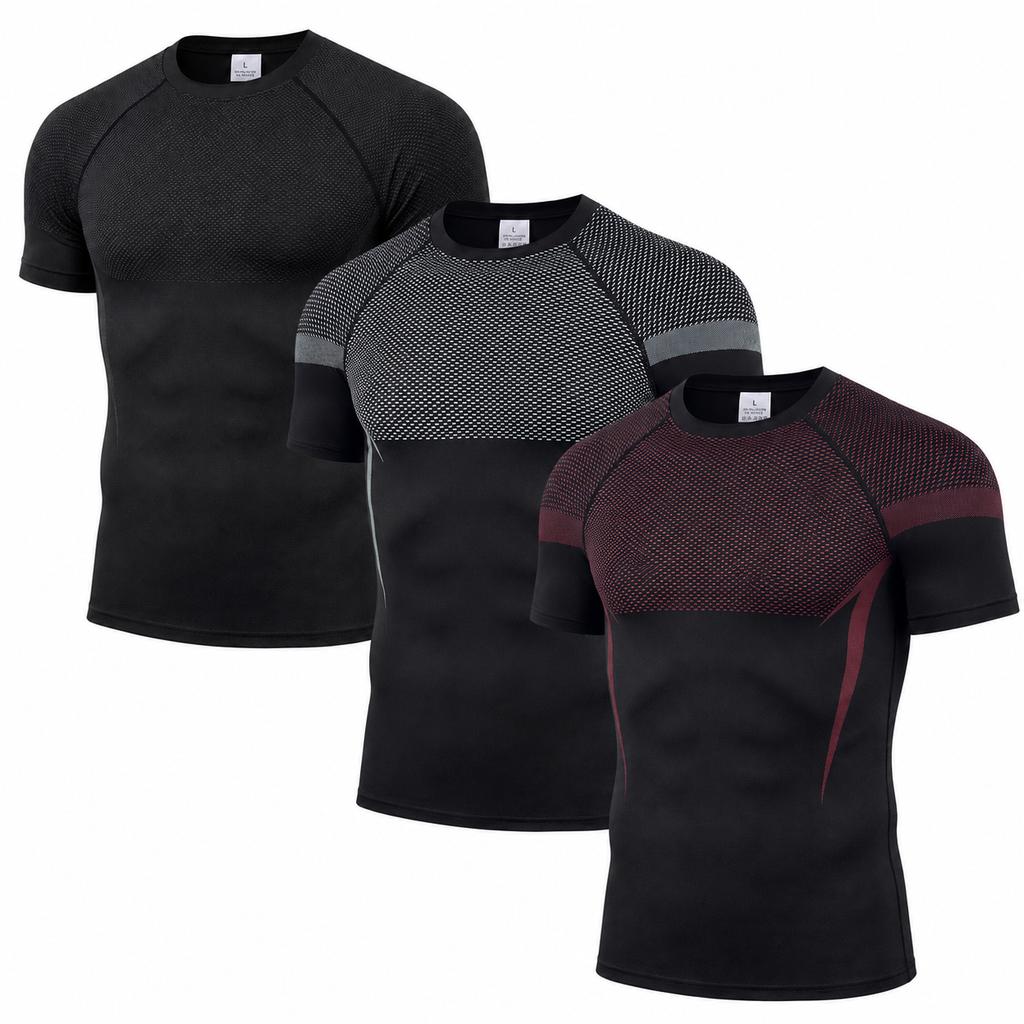 Men's Long Sleeve Quick Dry Athletic T-Shirt Breathable Compression Top for Workout Running Gym