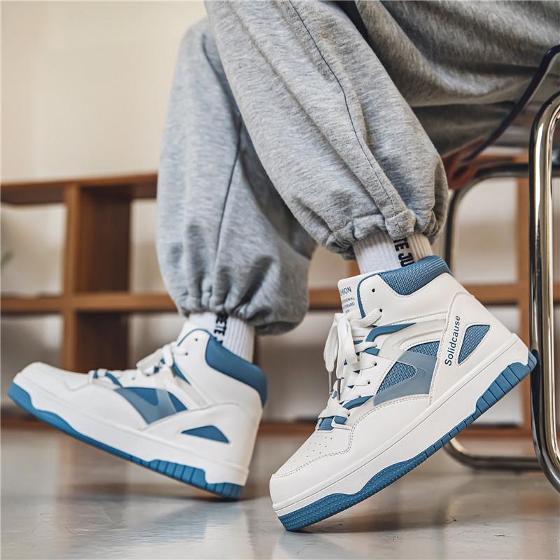 2024 New Autumn Trend Men's High Top Korean Edition Fashion Platform Student Board Shoes Foreign Trade Basketball Men's Shoes