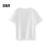 Semir Women's Slim Fit Ruffle Trim Cotton T-Shirt