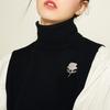 Women Brooch High-Gloss Rhinestone Inlay Sparkling Rose Flower Design Lapel Pin Non-Slip Buckle Zinc Alloy Scarf Badge