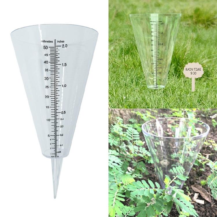 Clear Plastic Cone Rain Gauge Innovative Starter Gardening Plant Growing