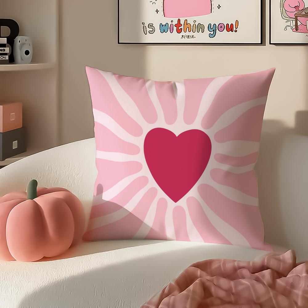 Sweet Girly Floral Art Pink Bow Cherry Pattern Cushion Cover Pillowcase Short Plush Invisible zipper Room Sofa Cushion Cover