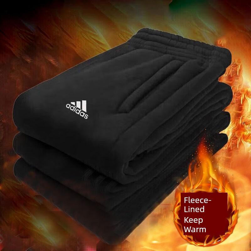 Adidas Fleece-Lined Men s Sports Pants Winter Casual Pants Knitted Warm Sweatpants Tapered Pants Basketball Long Pants XXL