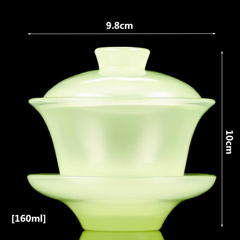 Large Porcelain Sancai Gaiwan Xiu Celadon Tea Bowl Ceramic Thickened Transparent Glass Gaiwan Set Nice Tea Tureen for Pu  er Tea