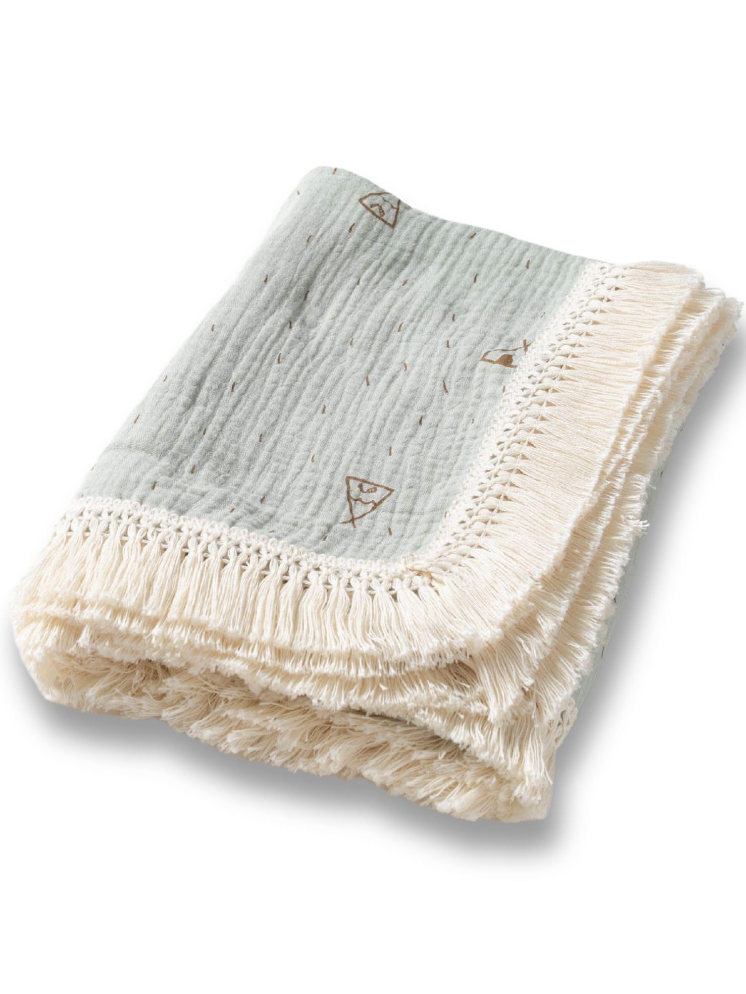 

Sweet Mommy Baby Swaddle Bath Towel, Ibul Double Gauze with Fringe, 100x120cm [Teepee Mint]