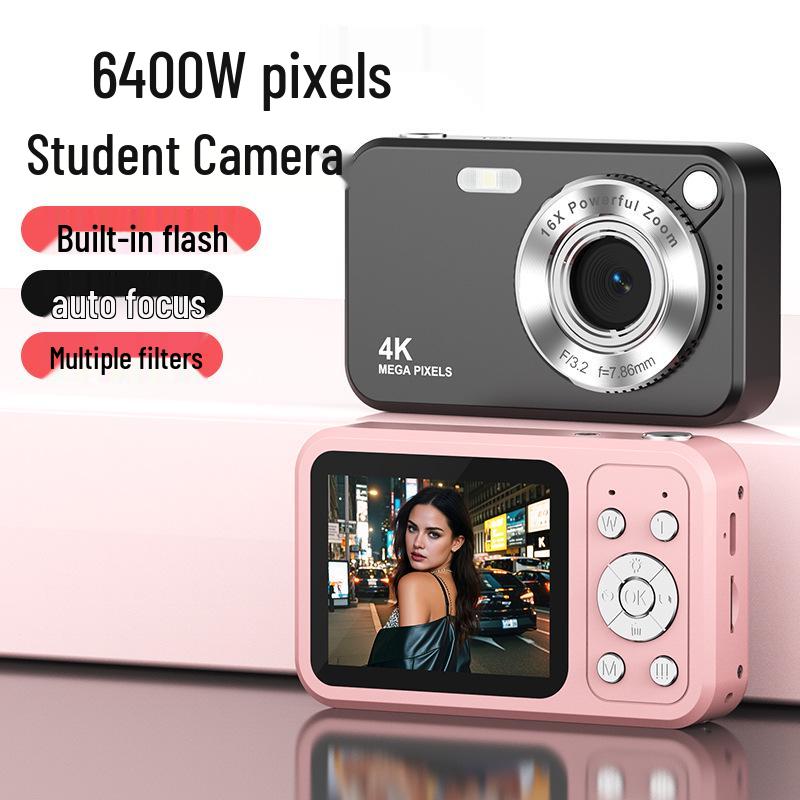 Retro 4K HD Student Dual Camera with Fill Light - Entry-Level DSLR