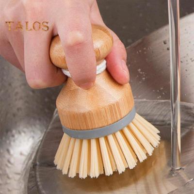 Spazzola per piatti in legno Novità multifunzionale Manico in bambù Durevole Buona tenacità Spazzola per lavaggio fornello per bar