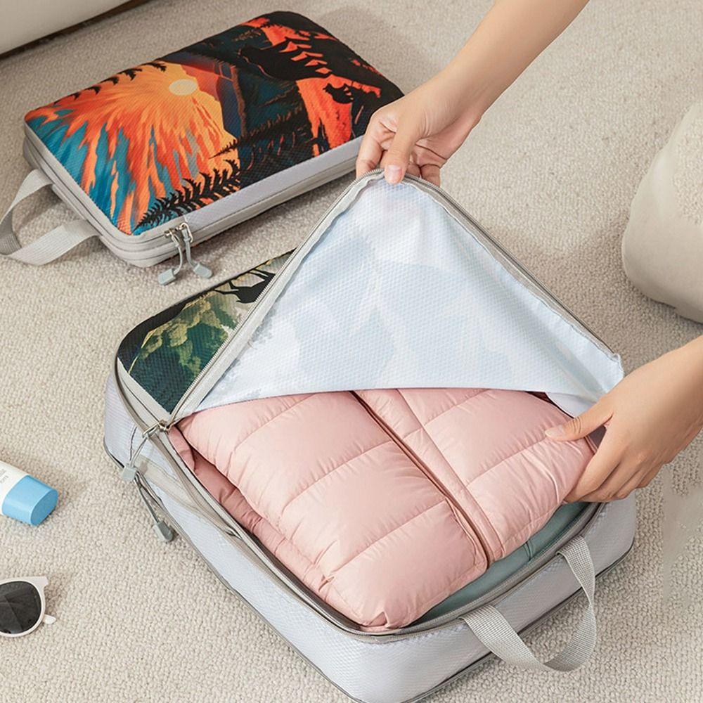 Foldable Travel Storage Bag Large Capacity Compression Packing Cube Printed Travel Organizer  Shoes