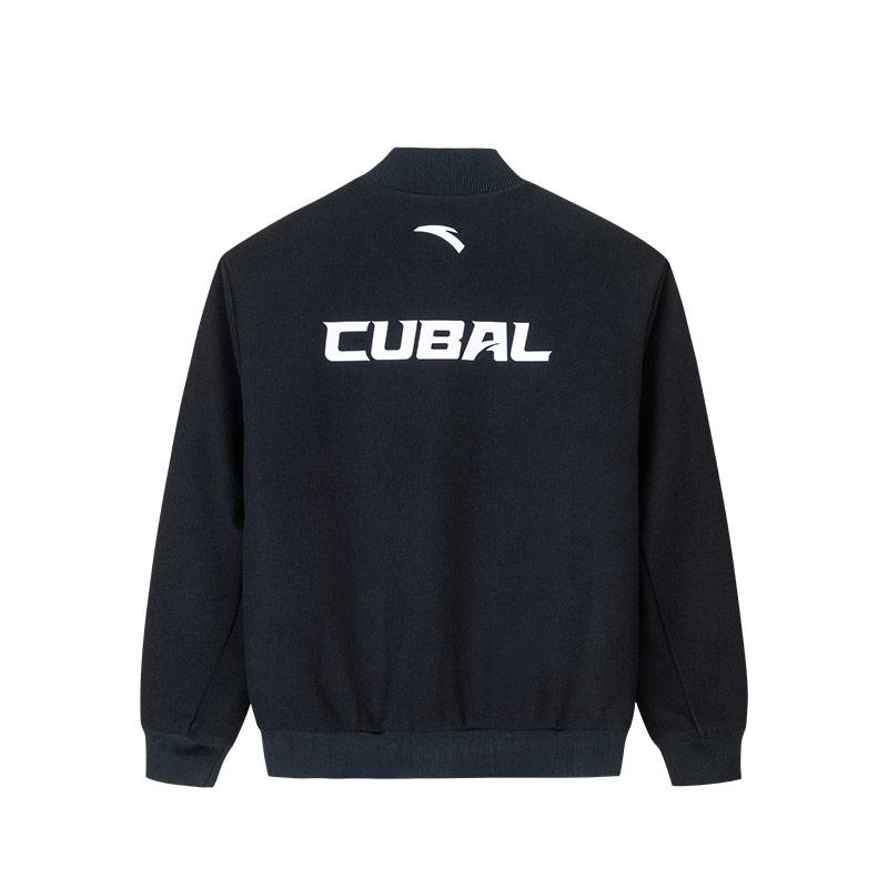 Anta Basketball Series Letter Stand Collar Long Sleeve Baseball Jacket Men jackets Basic-Black 152441757-1