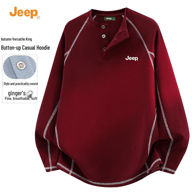 JEEP Men s Casual Henry Collar Pullover M
