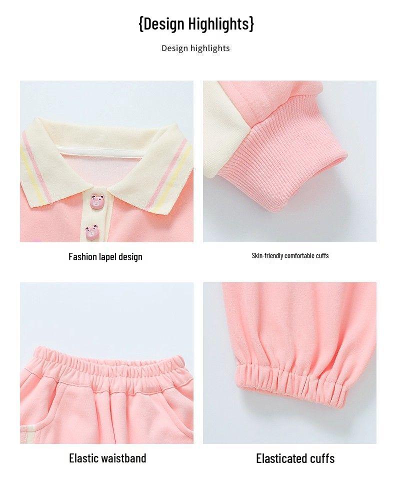 2025 Spring Stylish Two-Piece Cartoon Suit for Girls - Casual Autumn Wear