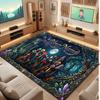 Mushroom Forest Theme Crystal Velvet Floor Rug Personalized Custom Name Text Warm Carpet Home Decoration