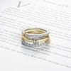 Two-Tone Stainless Steel Zircon Diamond Interlocking Ring