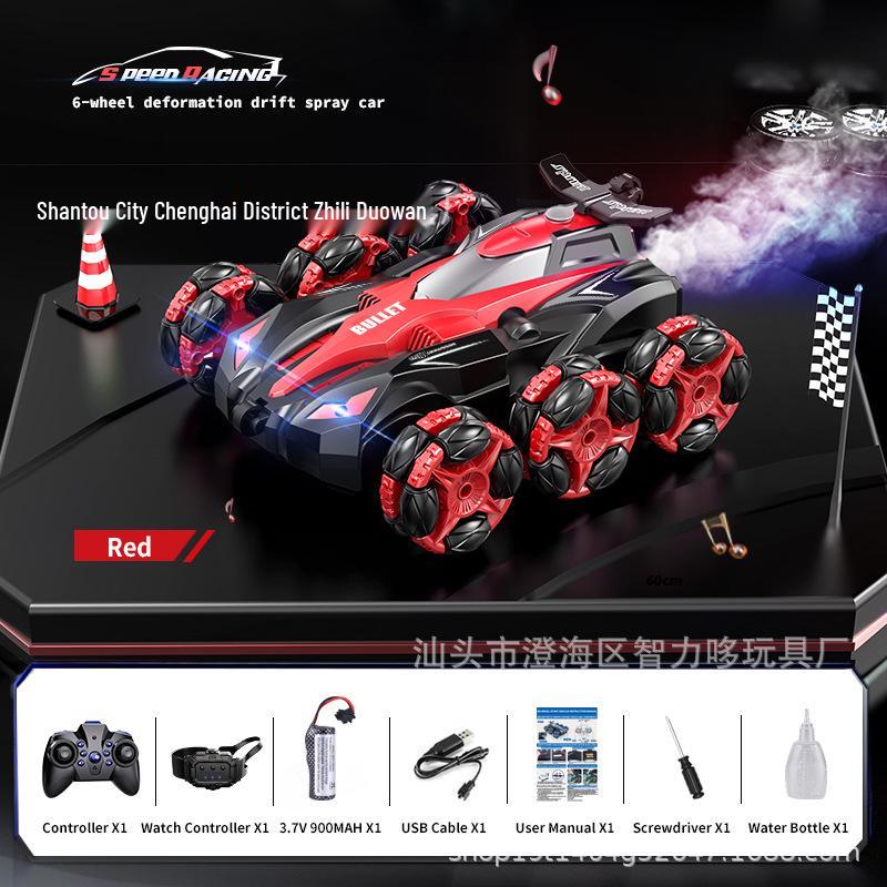 Six-Wheel Drift Stunt Remote Control Car with Music and Spray Effects – 2.4G Off-Road Climbing Vehicle Toy