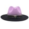 Trendy Tibetan Top Hat, Western Cowboy Hat, Bull Head Big Brim Woolen Felt Hat Gradual Change Color Spray Paint Two-Color Hat