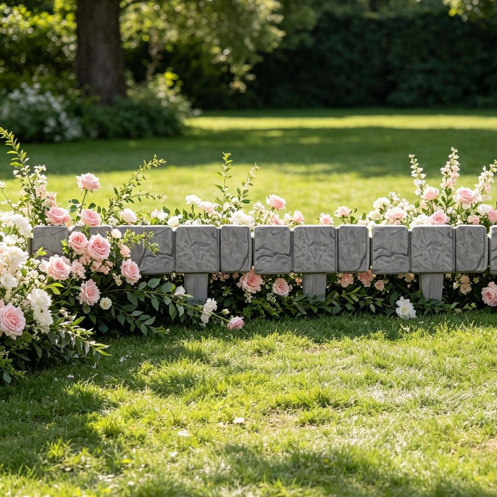 Stone Garden Fence Faux Artificial Decorative Fence Artificial Stone Edging For Lawn Flower Beds Outdoor Decor Retaining Yard