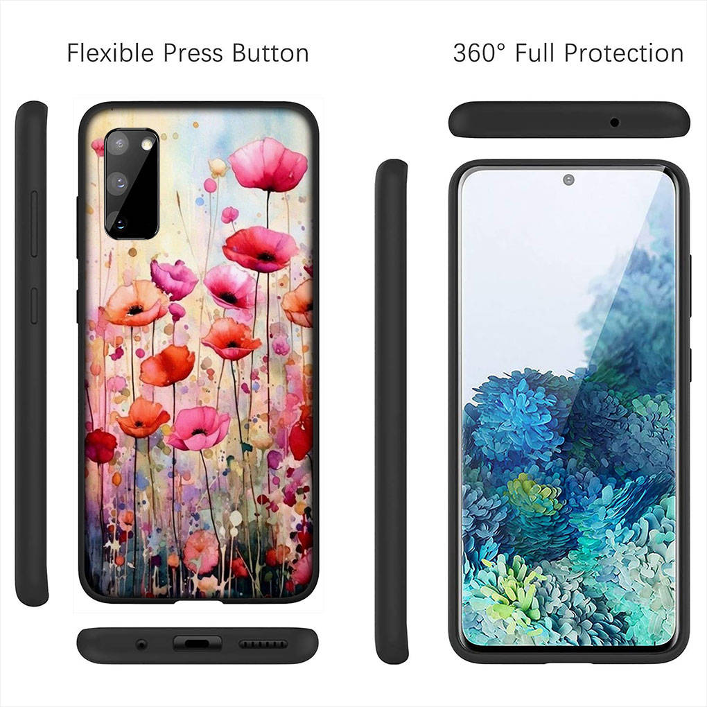 Für Samsung Galaxy S24 S23 iPhone 16 15 14 Xiaomi Redmi Note 13 12 11 10 8 Plus 9 Pro Max X XR A06 14CPhone Hülle Blume Mohnblüte OPPO Huawei Cover