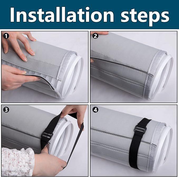 Air Conditioner Hose Cover with Dustproof Heat-Insulating Design for 5 to 5.9 Inch AC Exhaust Hose Protection Portable HVAC Accessory Sleeve Grey 150