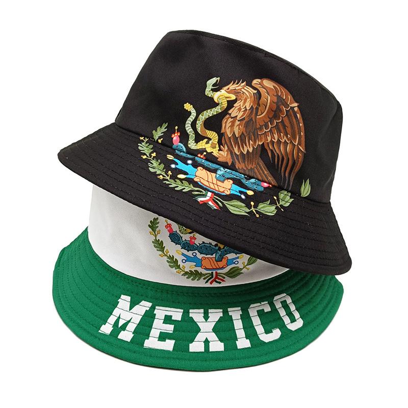Fashionable Unisex Double Side Fishing Caps Outdoor Mexico Flag Bucket Hat Reversible