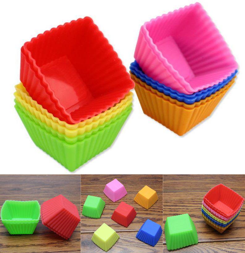 Lebendige und langlebige Silikon-Quadrat-Muffin-Förmchen für lustige Backabenteuer